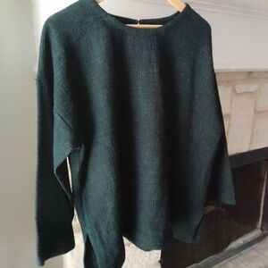 Eileen Fisher Teal Textured Knit Tunic Minimalist Lagenlook